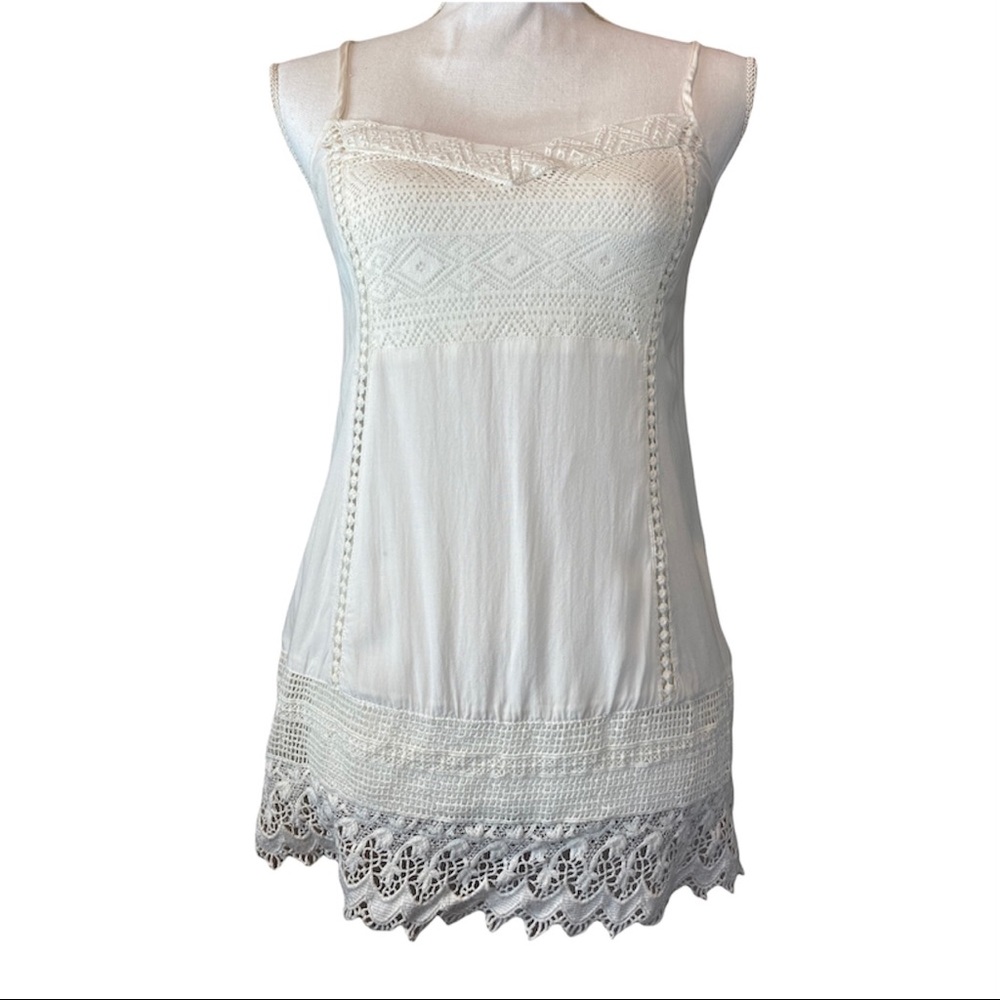 Lorimer NYC Pretty Boho Ivory Tank Top Lace XS